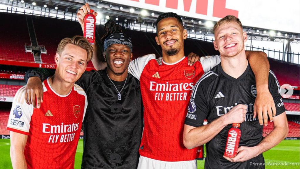 KSI with Arsenal Football players