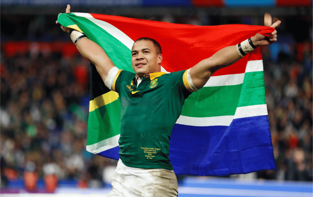 PRIME Athlete Cheslin Kolbe carries South Africa flag